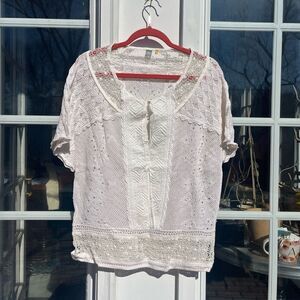 Anthropologie Knitted and Knotted Beaded Crochet Top